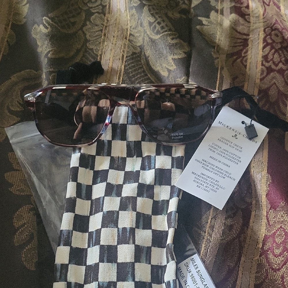 Mackenzie Childs Sunglasses with Checkered Pouch 100 Uv One Size